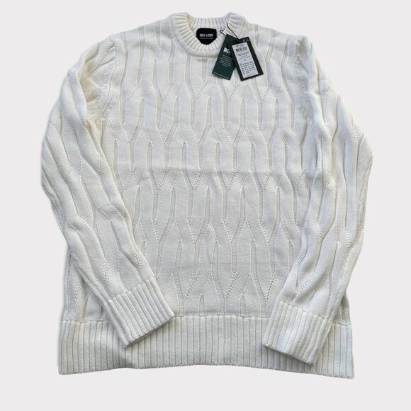 Only & Sons Mens Crewneck Cable Knit Sweater Cloud Dancer Size M NWT - Picture 4 of 9